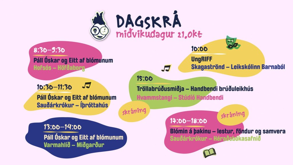 Dagskrá Skúnaskralls miðvikudaginn 21. október 2026