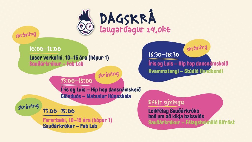 Dagskrá Skúnaskralls laugardaginn 24. október 2026