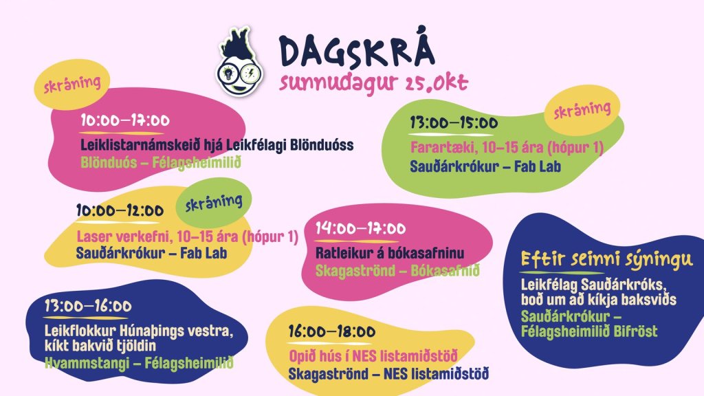 Dagskrá Skúnaskralls sunnudaginn 25. október 2026