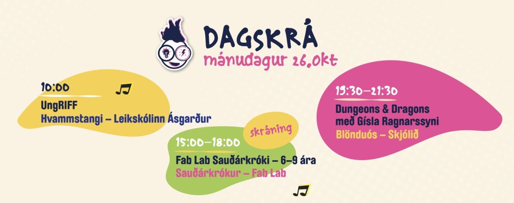 Dagskrá Skúnaskralls mánudaginn 26. október 2026