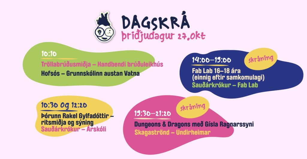 Dagskrá Skúnaskralls þriðjudaginn 27. október 2026