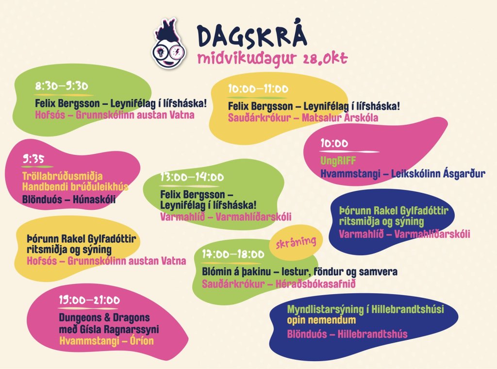 Dagskrá Skúnaskralls miðvikudaginn 28. október 2026