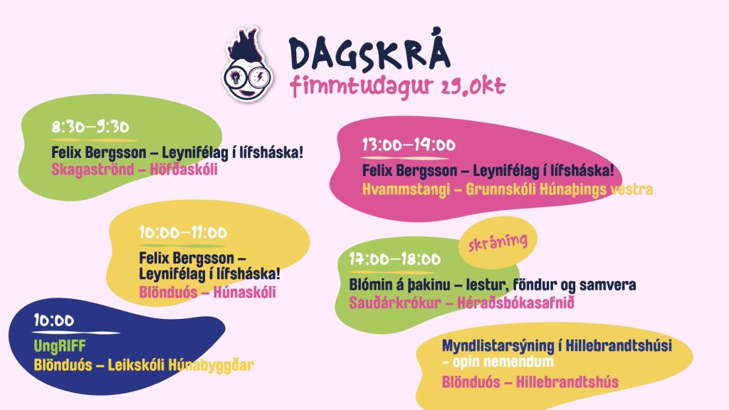 Dagskrá Skúnaskralls fimmtudaginn 29. október 2026
