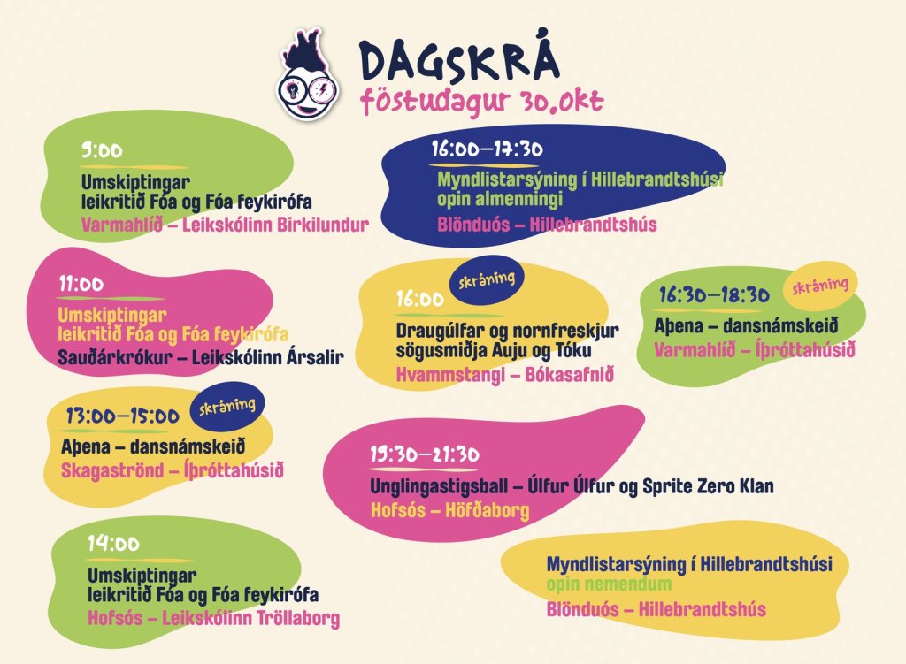 Dagskrá Skúnaskralls föstudaginn 30. október 2026