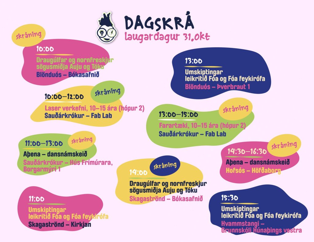 Dagskrá Skúnaskralls laugardaginn 31. október 2026