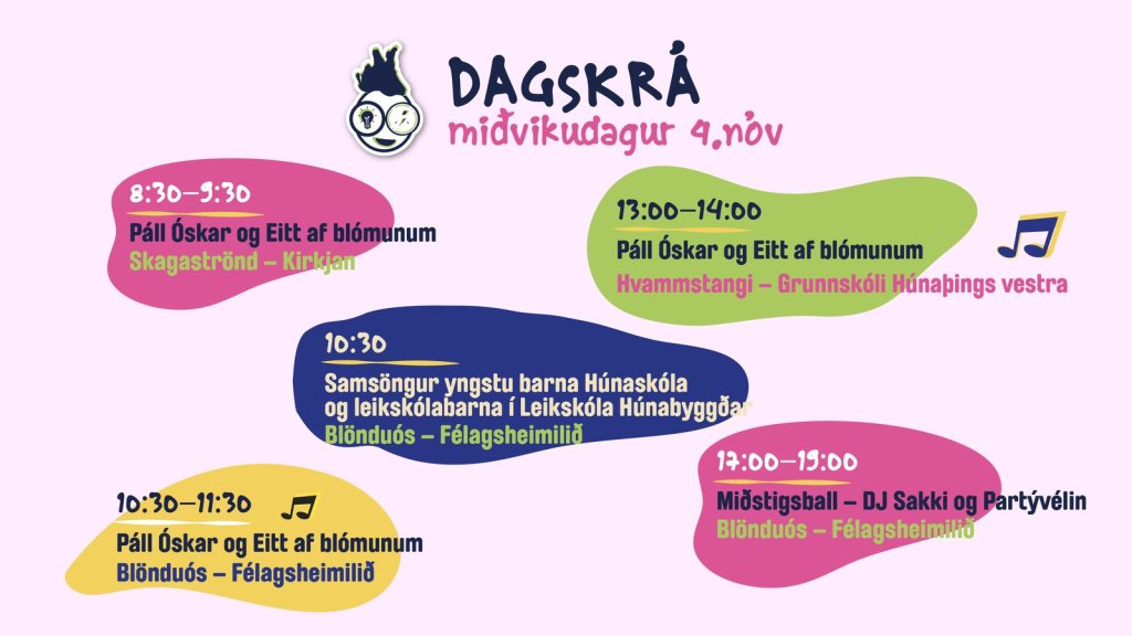 Dagskrá Skúnaskralls miðvikudaginn 4. nóvember 2026