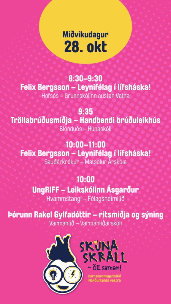 Dagskrá Skúnaskralls miðvikudaginn 28. október (1)