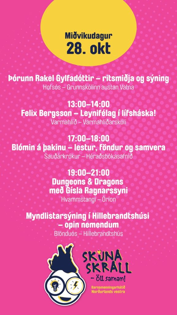 Dagskrá Skúnaskralls miðvikudaginn 28. október (2)