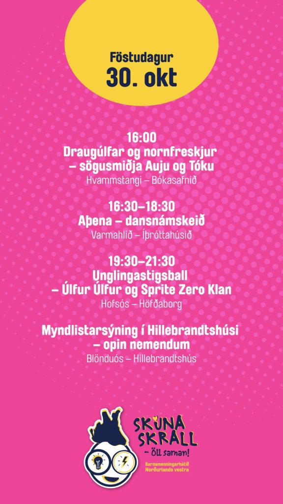 Dagskrá Skúnaskralls föstudaginn 30. október (2)