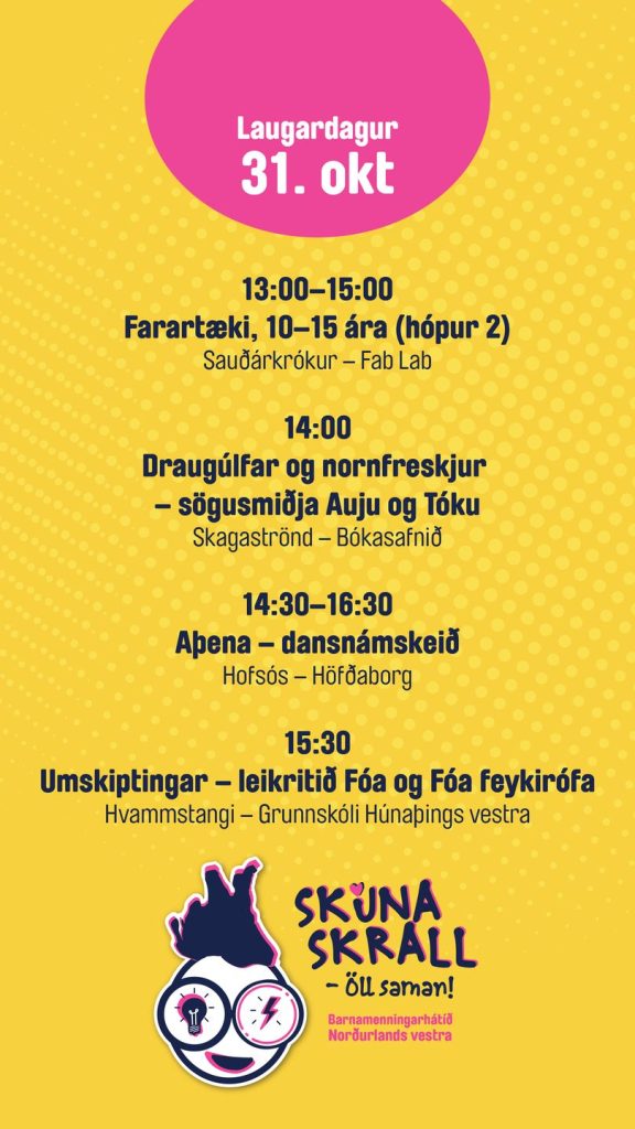 Dagskrá Skúnaskralls laugardaginn 31. október (2)