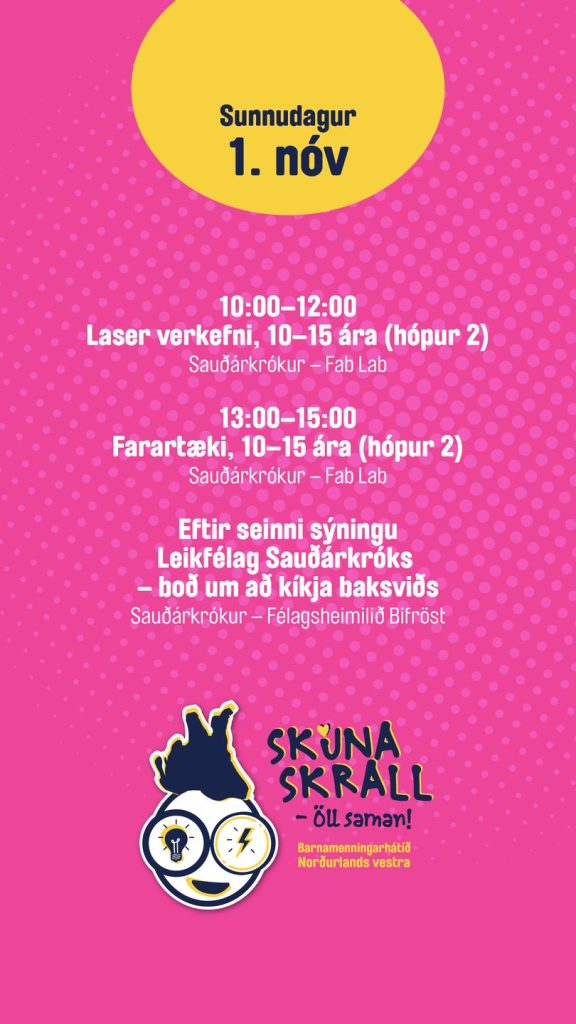 Dagskrá Skúnaskralls sunnudaginn 1. nóvember
