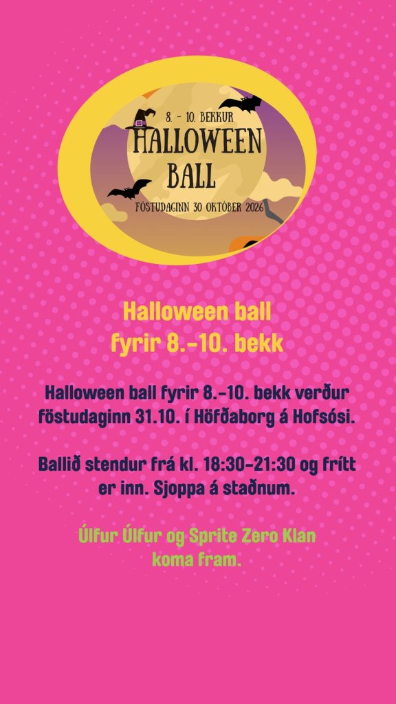 Halloween ball fyrir 8.–10. bekk